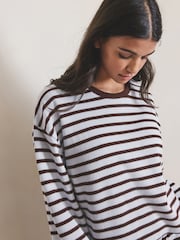 Chocolate Brown Stripe Cosy Lounge Set - Image 6 of 9