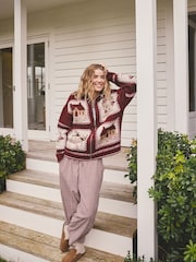Berry Pink House Knit Cardigan - Image 1 of 9