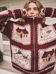 Berry Pink House Knit Cardigan - Image 3 of 9