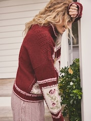 Berry Pink House Knit Cardigan - Image 4 of 9