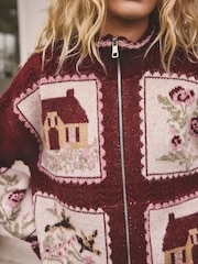 Berry Pink House Knit Cardigan - Image 6 of 9