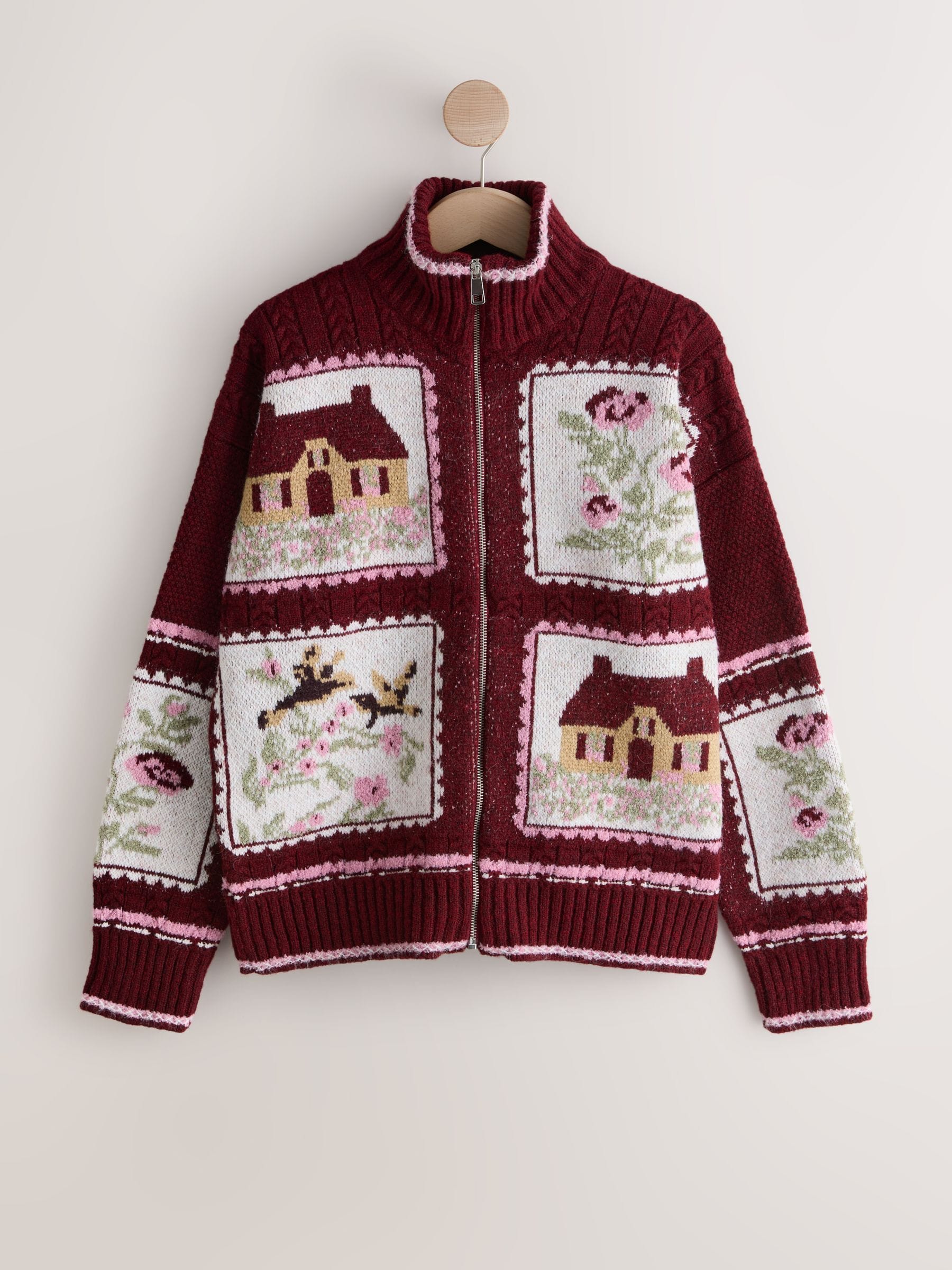 Buy Berry Pink House Knit Cottage Cardigan from the Next UK online