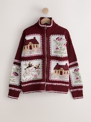 Berry Pink House Knit Cardigan - Image 7 of 9