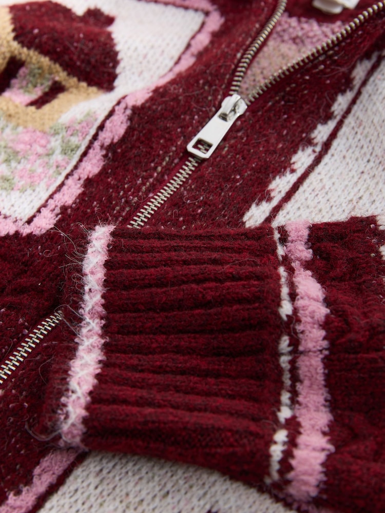 Berry Pink House Knit Cardigan - Image 9 of 9 Berry Pink House Knit Cardigan - Image 9 of 9