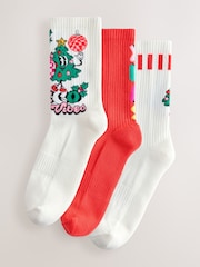 Bright Christmas Disco - Gerippte, gepolsterte Sportsocken im 3er-Pack mit Fußgewölbestütze - Bild 1 von 6