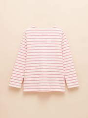 Joules Girls' Harbour Blue and Pink Two Pack Stripe Long Sleeve Top - Image 4 of 7
