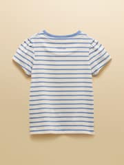 Joules Girls' Astra Blue Stripe Horse Applique Cotton T-Shirt - Image 2 of 5