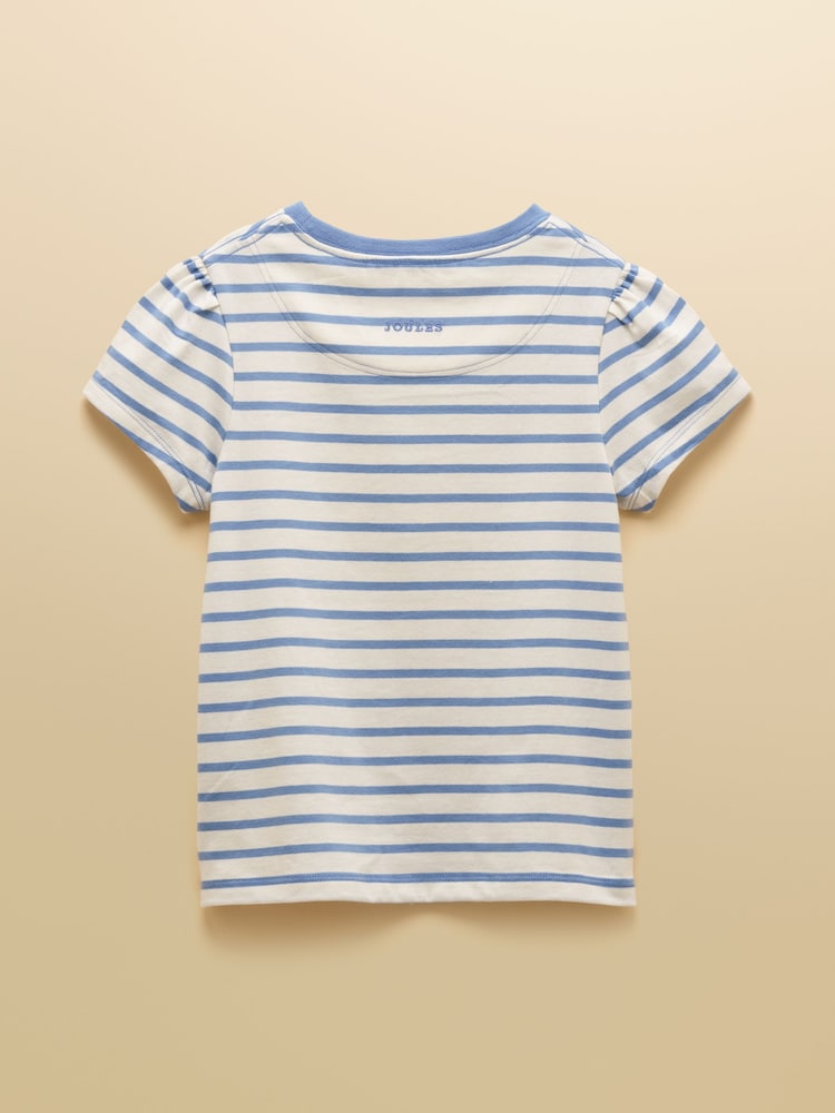 Joules Girls' Astra Blue Stripe Horse Applique Cotton T-Shirt - Image 2 of 5 Joules Girls' Astra Blue Stripe Horse Applique Cotton T-Shirt - Image 2 of 5