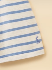 Joules Girls' Astra Blue Stripe Horse Applique Cotton T-Shirt - Image 3 of 5