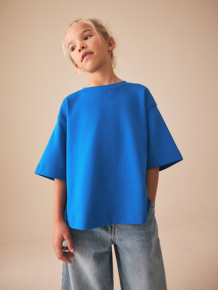 أزرق كوبالت - Oversized Boxy Heavyweight T-Shirt (3-16yrs) - صورة 1 من 8