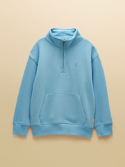 Joules Kids' Alfie Pastel Blue Quarter Zip Sweatshirt - Image 2 of 6