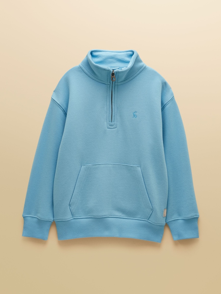 Joules Kids' Alfie Pastel Blue Quarter Zip Sweatshirt - Image 2 of 6