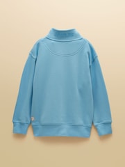 Joules Kids' Alfie Pastel Blue Quarter Zip Sweatshirt - Image 3 of 6
