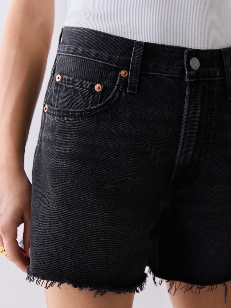 Levi's Shrink Up Short Black High Waisted Ribcage Zip Denim Shorts - Image 8 of 8 Levi's Shrink Up Short Black High Waisted Ribcage Zip Denim Shorts - Image 8 of 8