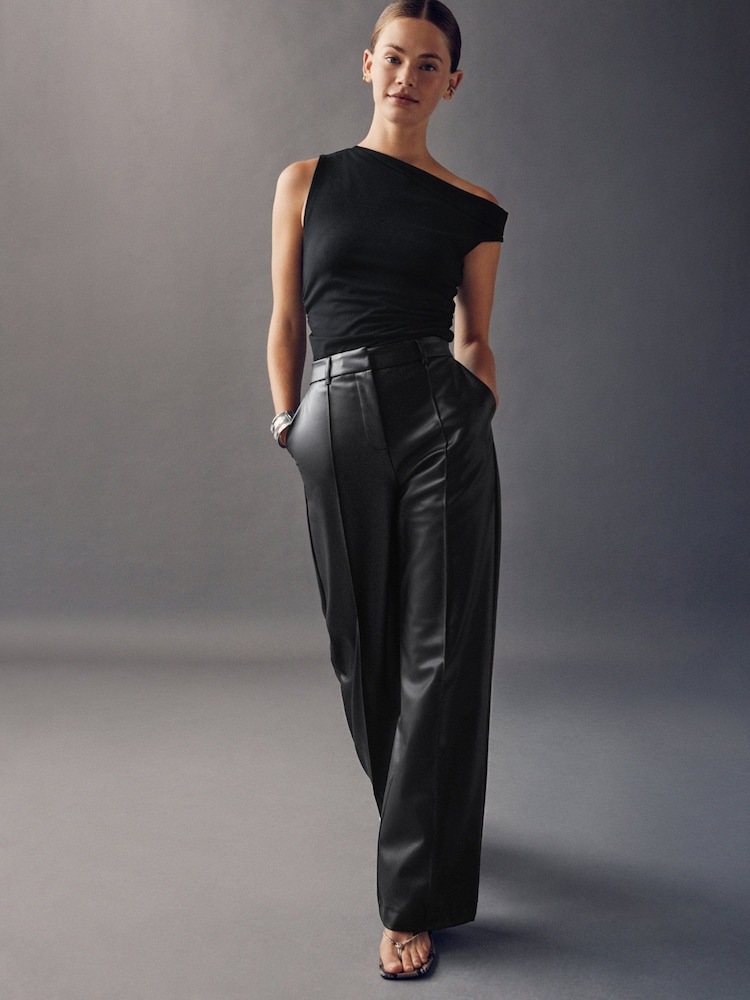 Black Asymmetric Shoulder Sleeveless Top - Image 2 of 8 Black Asymmetric Shoulder Sleeveless Top - Image 2 of 8