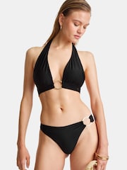 TALA Black Halter Plunge Gold Ring Bikini Top - Image 1 of 3