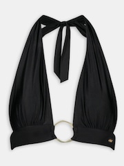 TALA Black Halter Plunge Gold Ring Bikini Top - Image 3 of 3