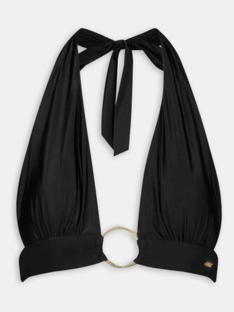 TALA Black Halter Plunge Gold Ring Bikini Top - Image 3 of 3