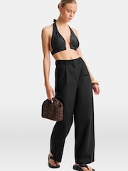TALA Black Heavyweight Linen Tailored Wide Leg Trousers - Image 1 of 3