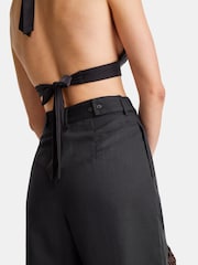 TALA Black Heavyweight Linen Tailored Wide Leg Trousers - Image 2 of 3