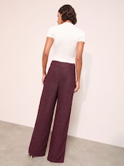 Friends Like These X Lucy Mecklenburgh Burgandy Boucle Wide Leg Trousers - Image 4 of 4