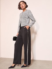 Friends Like These X Lucy Mecklenburgh Black Boucle Side Stripe Trousers - Image 4 of 5