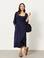 FatFace Amelie Navy Petite Midi Dress - Image 4 of 6