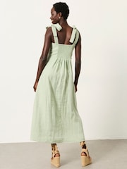 FatFace Delphine Green Petite Linen Midi Dress - Image 2 of 7