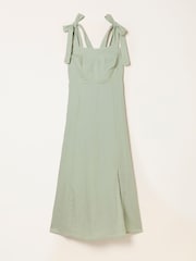 FatFace Delphine Green Petite Linen Midi Dress - Image 6 of 7