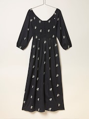 FatFace Adele Black Petite Embroidered Midi Dress - Image 7 of 7