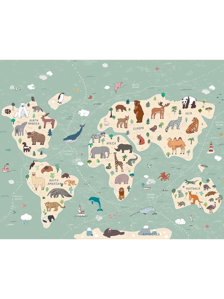 Origin Murals Multi Children's World Map Matte Non Woven A3 Mural Sample - Image 2 of 2