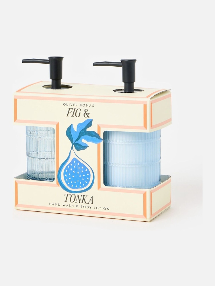 Oliver Bonas Pink Fig & Tonka Scented Hand Wash & Moisturiser Set - Image 1 of 3