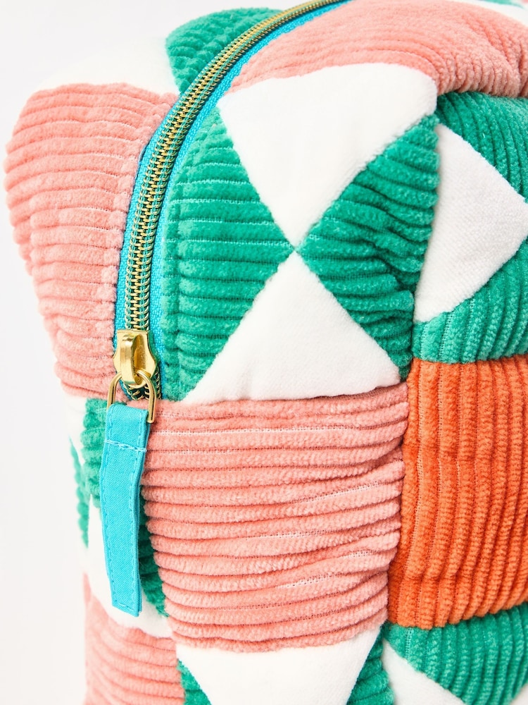 Oliver Bonas Pink Patchwork Corduroy Wash Bag - Image 4 of 4