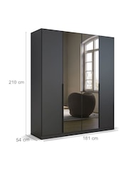 Rauch Metallic Grey Bayla Wood and Mirror Semi Fitted 4 Door Wardrobe - Image 4 of 6