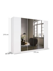 Rauch Alpine White Bayla Wood and Mirror Semi Fitted 6 Door Wardrobe - Image 4 of 6