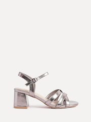 Linzi Silver Flair Heeled Sandals With Cross Front Straps - Image 3 of 6