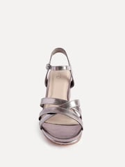 Linzi Silver Flair Heeled Sandals With Cross Front Straps - Image 4 of 6