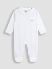 JoJo Maman Bébé White Collared Sleepsuits 2 Pack - Image 2 of 4