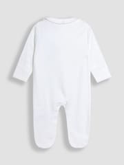 JoJo Maman Bébé White Collared Sleepsuits 2 Pack - Image 3 of 4