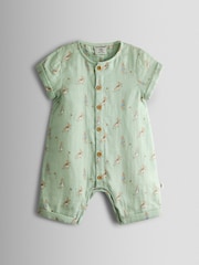 JoJo Maman Bébé Green Peter Rabbit™ Cheesecloth Romper - Image 2 of 4