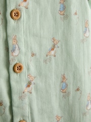 JoJo Maman Bébé Green Peter Rabbit™ Cheesecloth Romper - Image 4 of 4