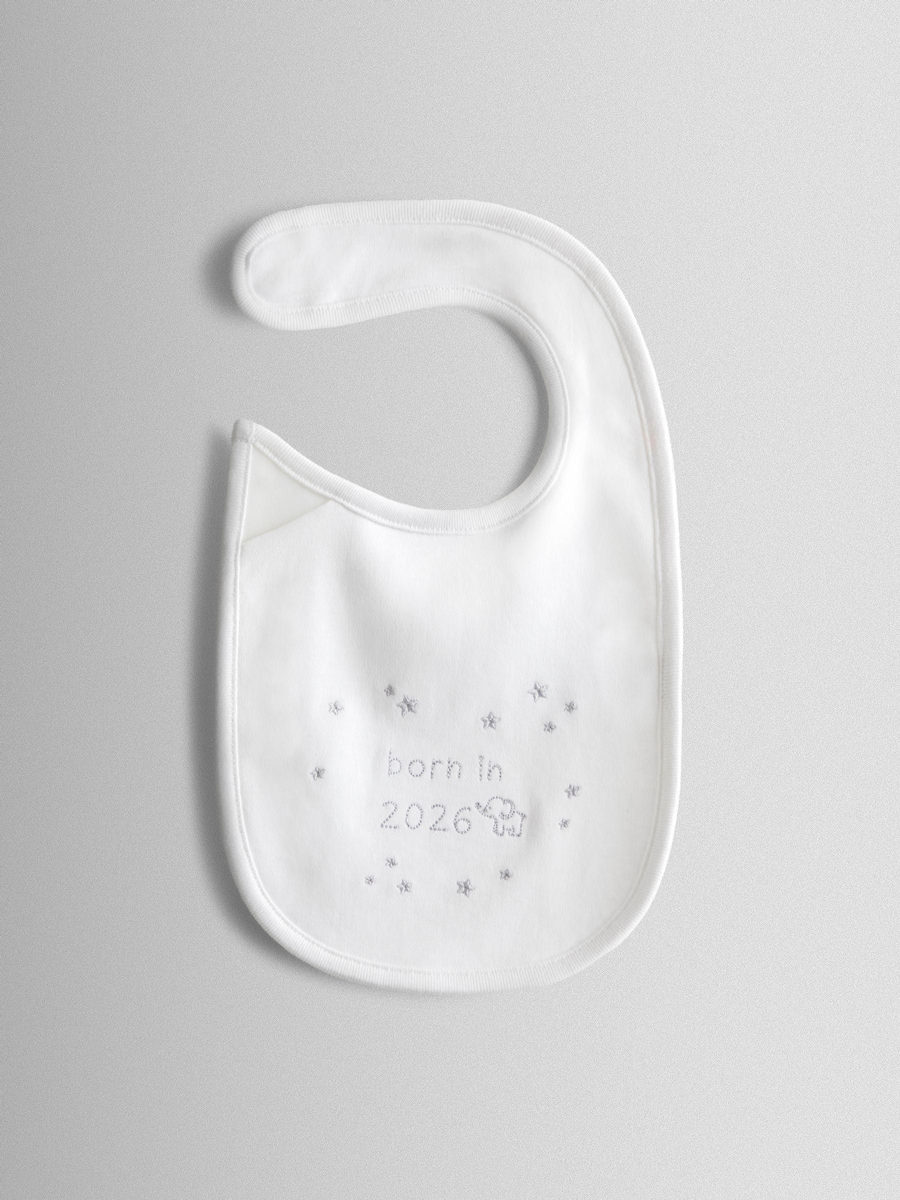 Jojo Maman Bébé White Born In 2026 Embroidered Bib
