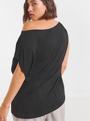 Simply Be Black Off The Shoulder Mesh Top - Image 2 of 4