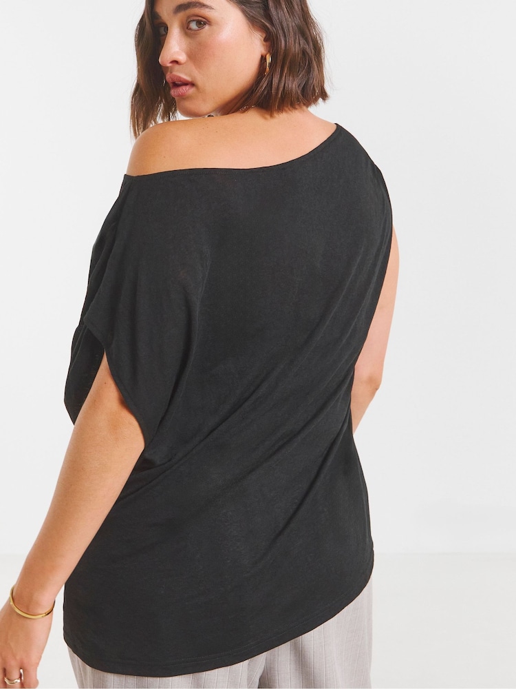 Simply Be Black Off The Shoulder Mesh Top - Image 2 of 4