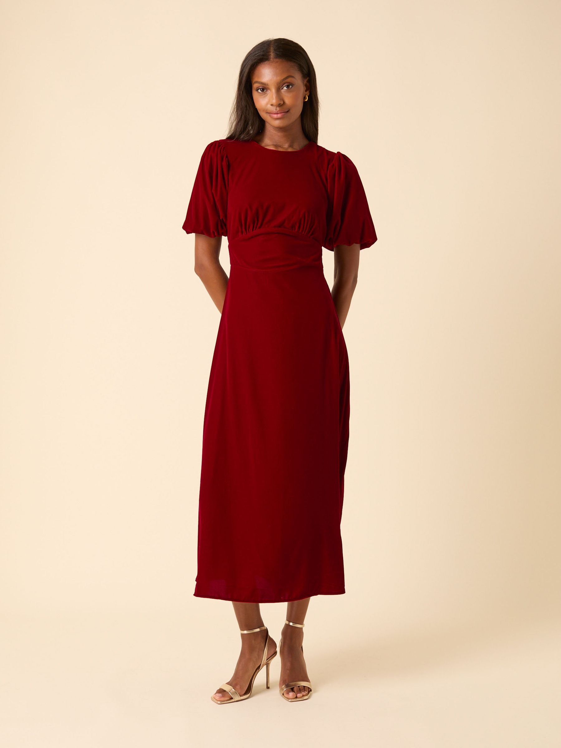 Buy Nobodys Child Red Zelda Velvet Bow Back Midaxi Dress from the