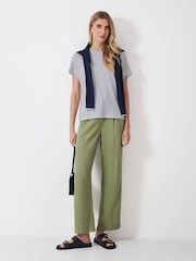 Crew Clothing Blue Relaxed Linen Blend T-Shirt - Image 2 of 5