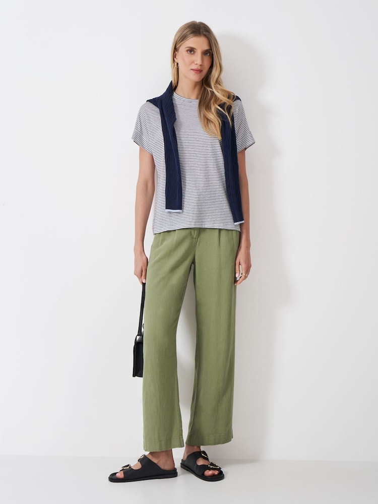 Crew Clothing Blue Relaxed Linen Blend T-Shirt - Image 2 of 5