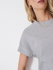 Crew Clothing Blue Relaxed Linen Blend T-Shirt - Image 4 of 5