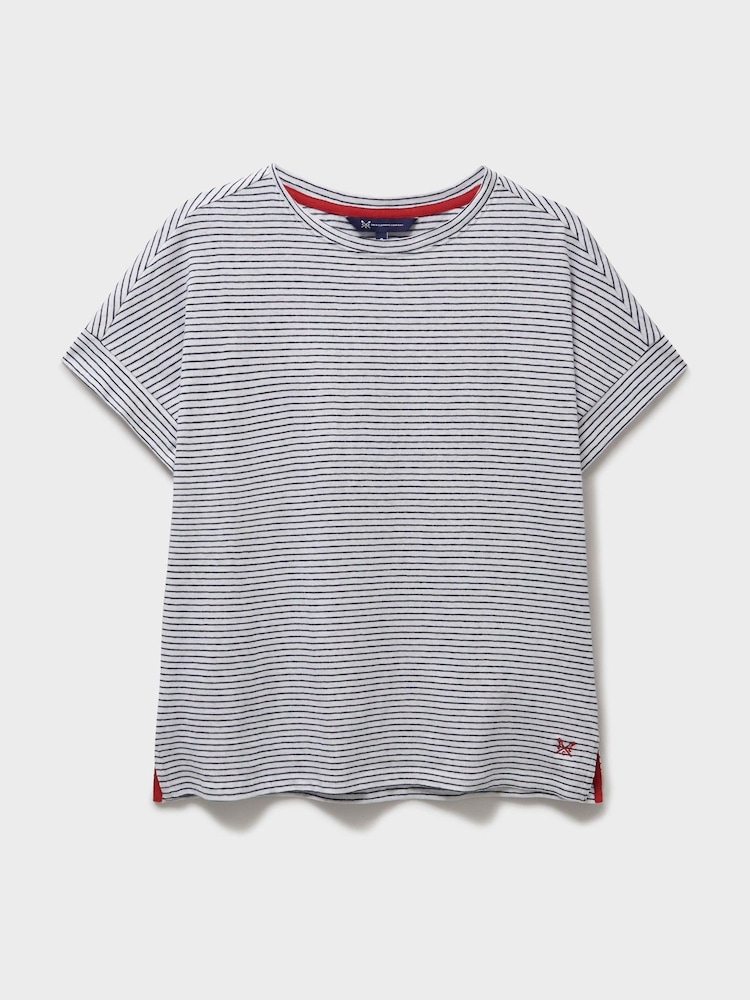 Crew Clothing Blue Relaxed Linen Blend T-Shirt - Image 5 of 5