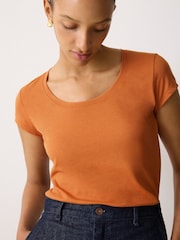 Jigsaw Orange Supima Cotton Scoop Neck T-Shirt - Image 2 of 4